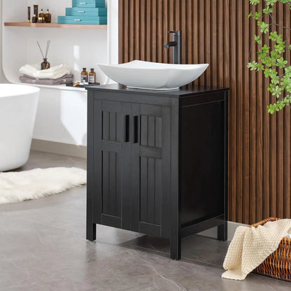 Black 24" Bathroom Vanity with Sink Combo, Grooved, Customized