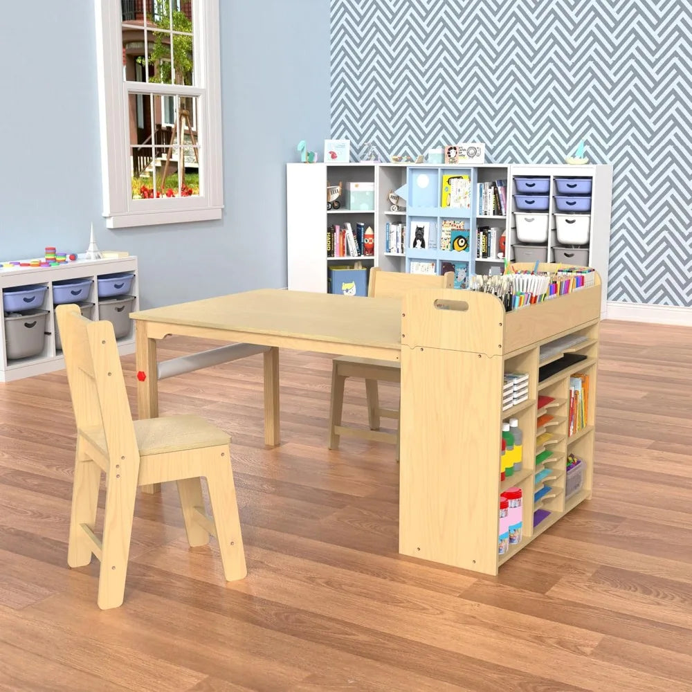 Kids Art Table and Chairs Set with Craft Desk with Large Storage and Art Supply Organizer for Children Ages 8-12
