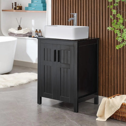 Black 24" Bathroom Vanity with Sink Combo, Grooved, Customized