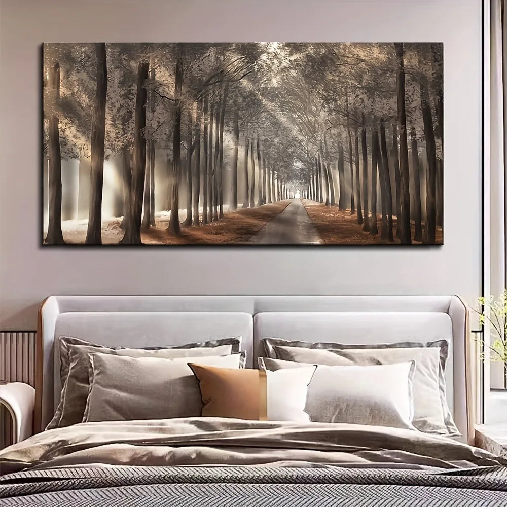 Mountain night canvas painting with  1.5 inch thick solid wood pine frame