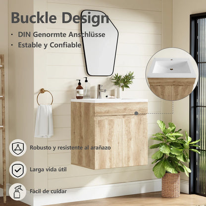 Bathroom Vanity Sink with Wood Cabinet and Washbasin