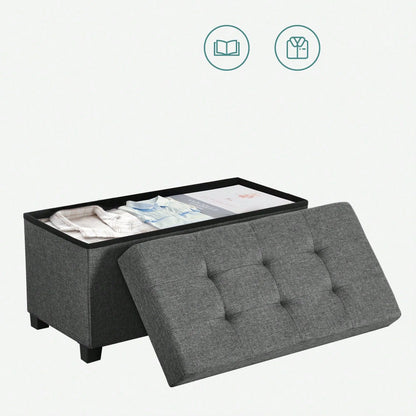 Storage Ottoman Bench, Foldable Foot Rest With Legs, 15 X 30 X 15.2 Inches