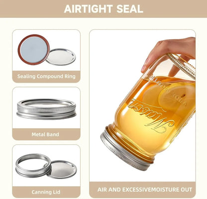 32 oz Mason Jars 12 Pack Wide Mouth with Airtight Lids