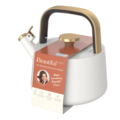 Beautiful 1.8L Ceramic Non-Stick Stovetop Tea Kettle, Sage Green by Drew Barrymore
