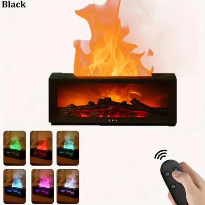 Fireplace Diffuser, Color LED Flame Effect, 300ml Large Capacity, Remote Timer for Relaxing Aromatherapy in Home, Bedroom,orOffice