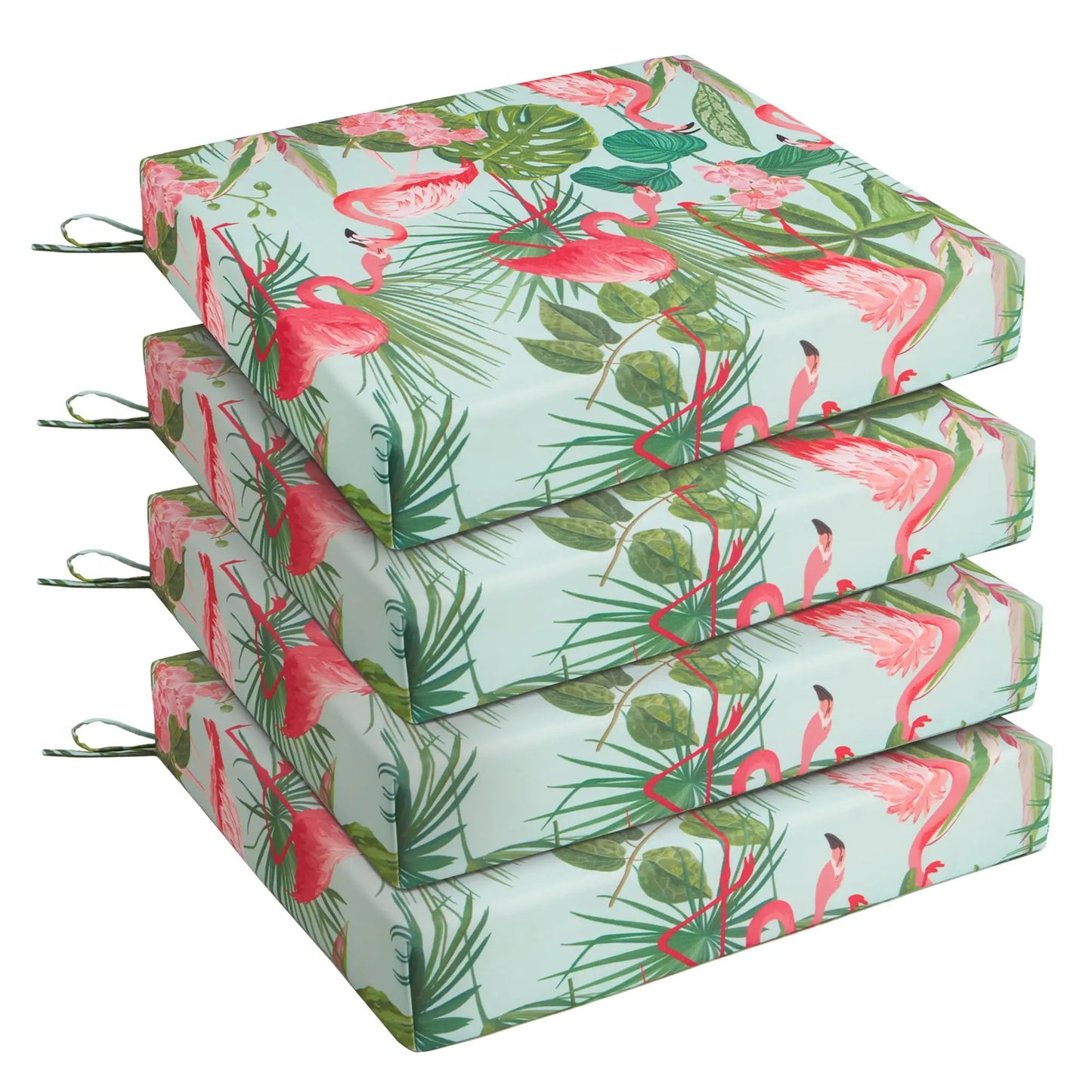 Outdoor Chair Cushions, Pack of 4, Water Resistant with Ties