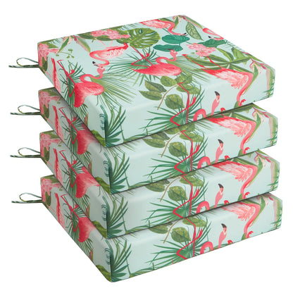 Outdoor Chair Cushions, Pack of 4, Water Resistant with Ties