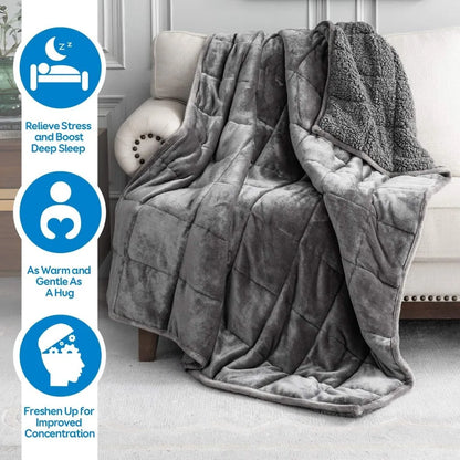 Sherpa Fleece Weighted Blanket, 48 x 72 inches, Grey