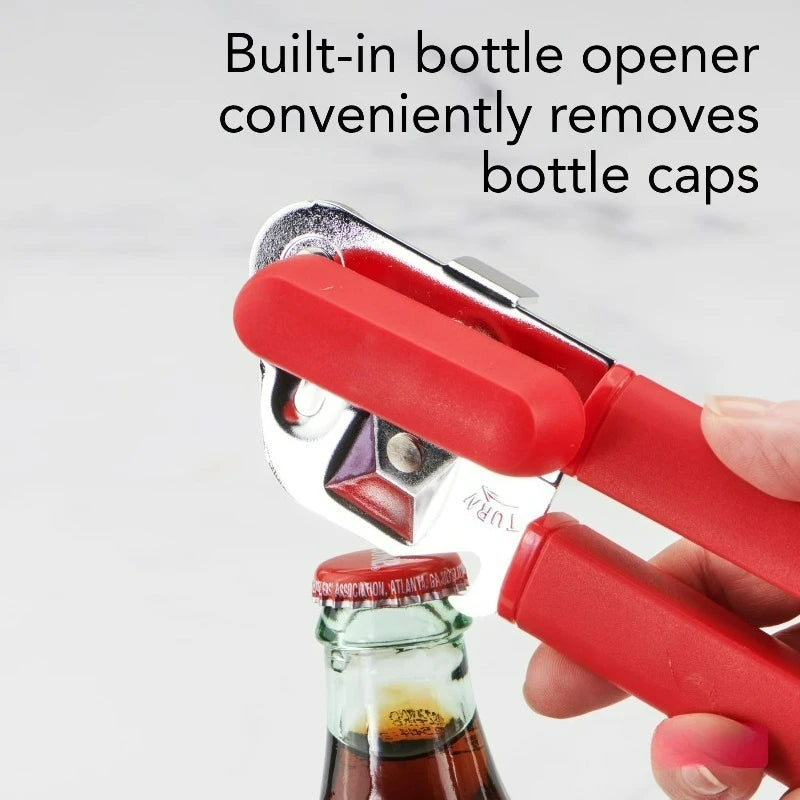 Manual Stainless Steel Can Opener with Chrome Finish
