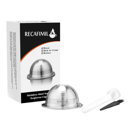 Stainless Steel Reusable capsules for Nespresso vertuo coffee machine