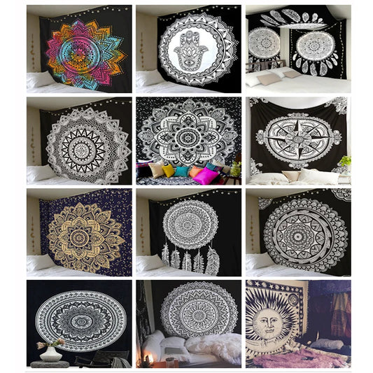 Polyester Mandala Print Tapestry Wall Hanging
