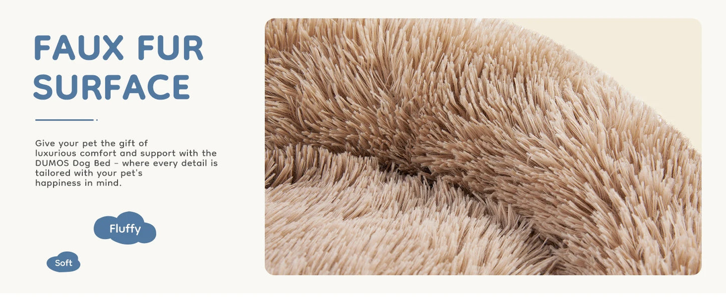 Calming Dog Bed for Medium to Large Dogs, Washable Anti-Slip Round