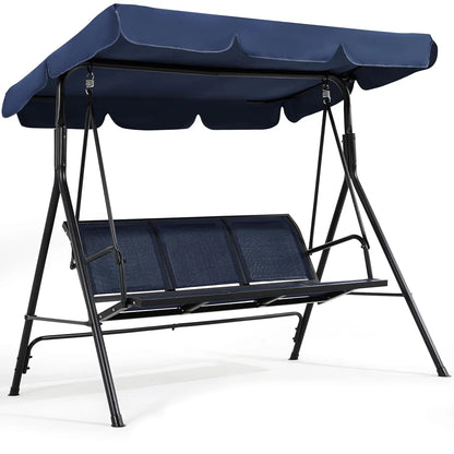 Outdoor 3-Seat Porch Swing for Adults, & Adjustable Canopy