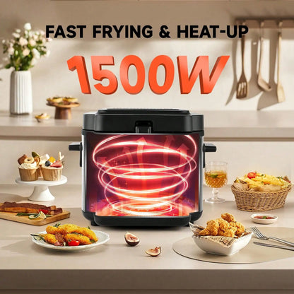 Deep Fryer With Basket, 1500W Electric For Home Use With Temperature Control, Removable Lid And 2.5L Non-Stick Inner Pot Easy To Clean 304 Stainless Steel