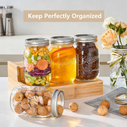 32 oz Mason Jars 12 Pack Wide Mouth with Airtight Lids