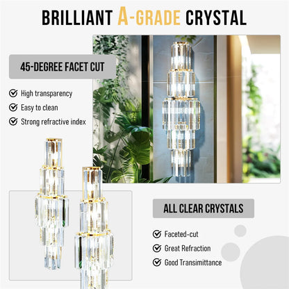 Modern Crystal Wall Lamp, 3-Layer Crystal Sconce