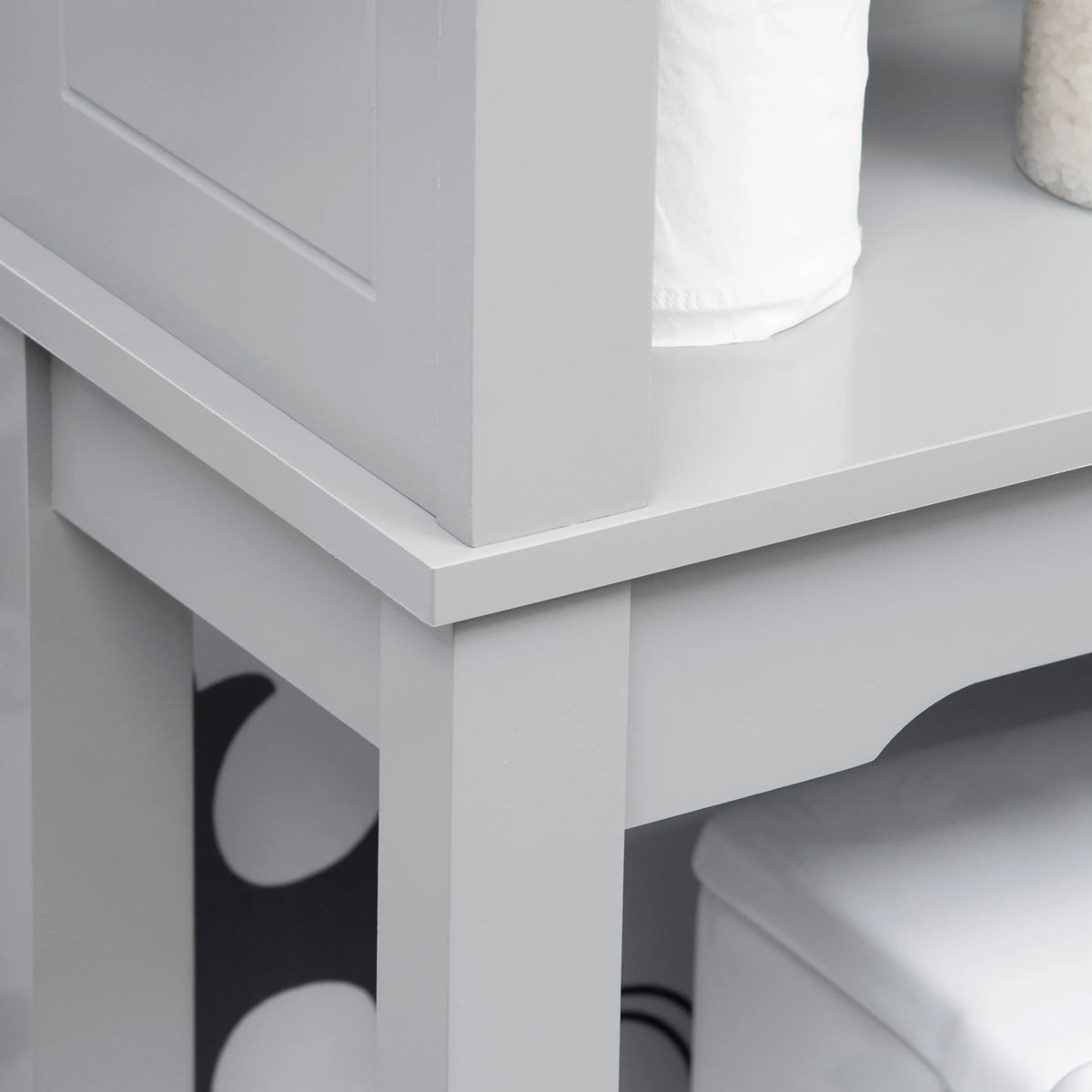 Modern over the Toilet Storage Cabinet, Double Door Bathroom Organizer with Inner Adjustable Shelf and Open Shelf, Grey