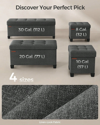Storage Ottoman Bench, Foldable Foot Rest With Legs, 15 X 30 X 15.2 Inches