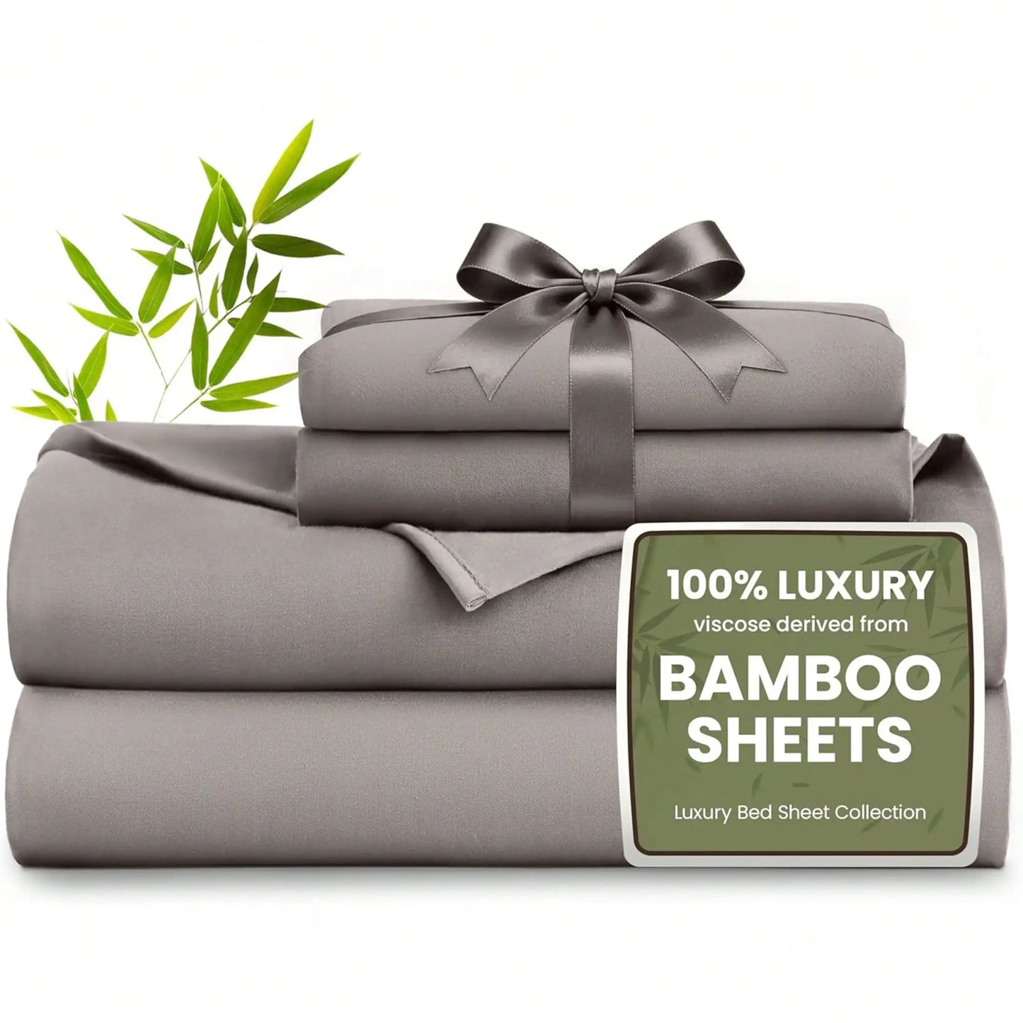 4pcs Bamboo Viscose Bedding Set with Deep Pocket Cooling Fitted Sheet ,Flat Sheet and Pillowcases