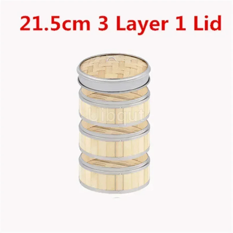 Bamboo Food Steamer basket with Stainless Steel Banding