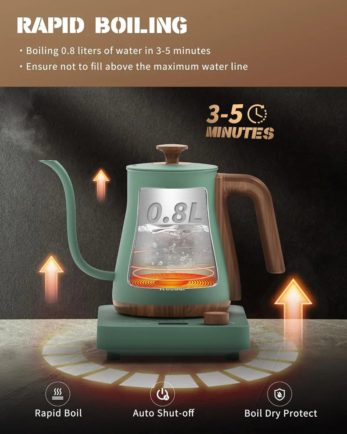 Electric Kettle, 1000W Quick Heating Gooseneck Kettle