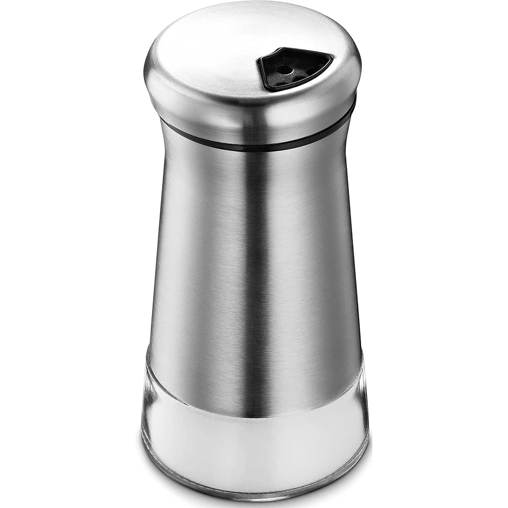 Glass Salt/Pepper Shakers, Stainless Steel Spice Dispenser with Adjustable Pour Holes, Kitchen Items