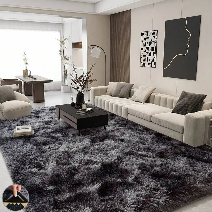 Soft Shag Rugs For Bedroom, Living Room, Luxury Modern Plush Carpet, Non-Slip