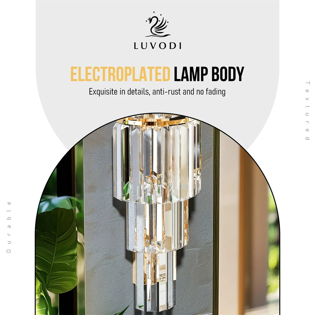 Modern Crystal Wall Lamp, 3-Layer Crystal Sconce