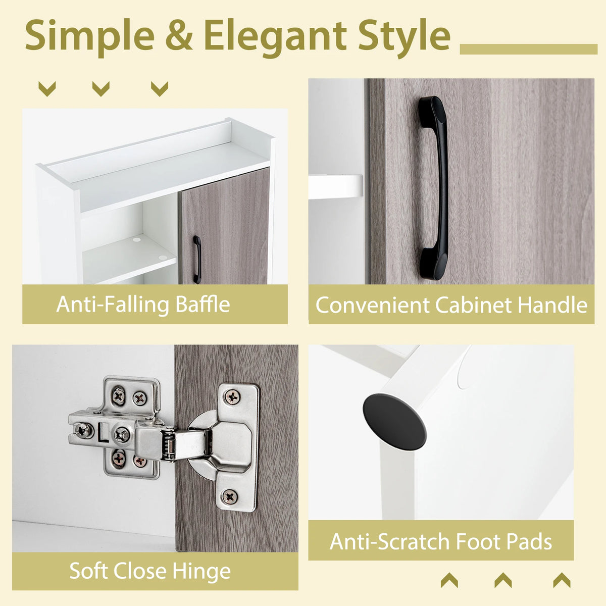 Over The Toilet Storage Cabinet, Bathroom Space Saver w/ Open Shelves & Door