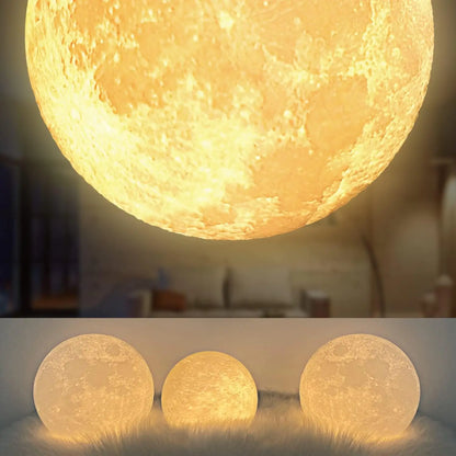 Magnetic Floating Rotating Moon Lamp with Wooden Base, 3 Color Temperature LED Night Lights