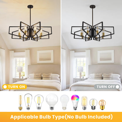 Modern Adjustable 8-Light Geometric Pendant Ceiling Light
