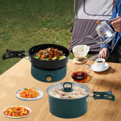 Portable Mini Electric Hot Pot w/Foldable Handles and Power Adjustment