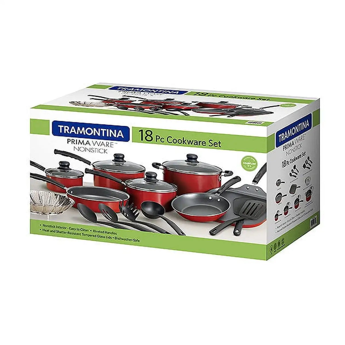 18-Piece Nonstick Cookware Set, Asphalt