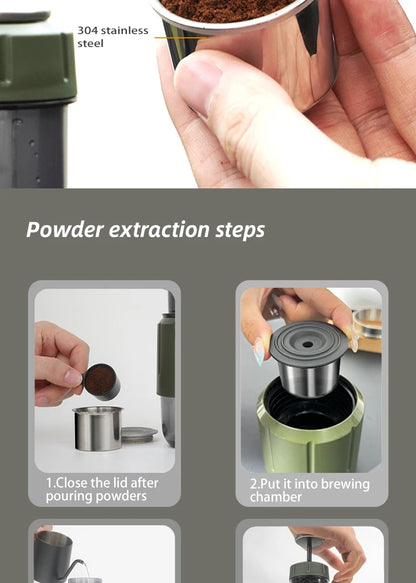 2 in 1 Portable Coffee Machine, Hot/Cold Water Manual Espresso Maker For Capsule & Ground