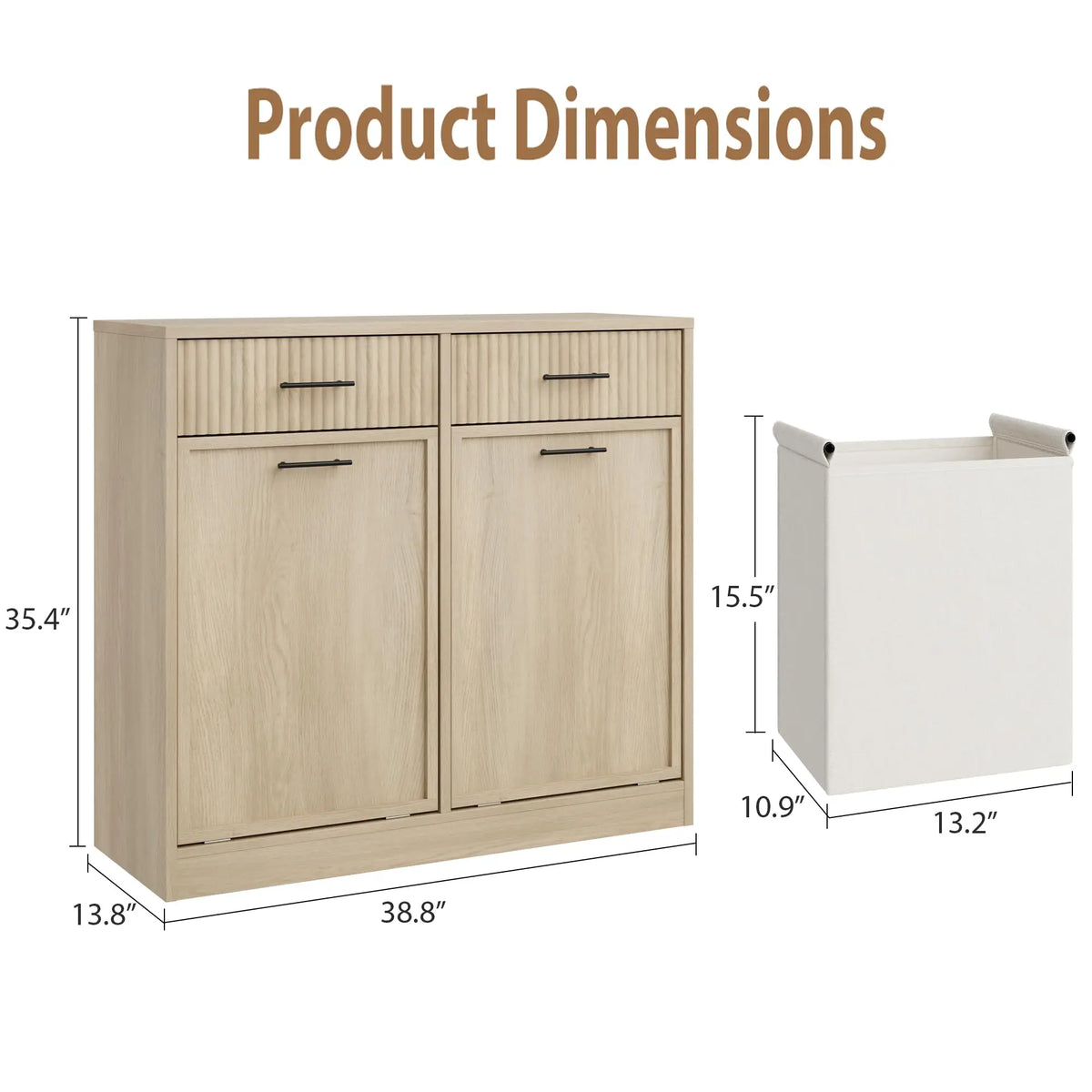 Tilt Out Laundry Hamper Cabinet With Drawer And Baskets, Wooden Laundry Basket For Bathroom ojr Bedroom