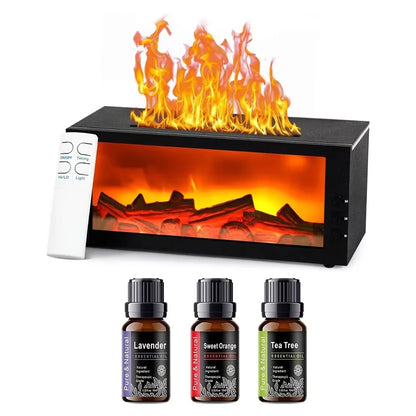 Upgraded 300ml Fireplace Diffuser, Essential Oil, 7 Colorful Large Flame Fire Humidifier Changing Aroma Diffuser for Aromatherapy