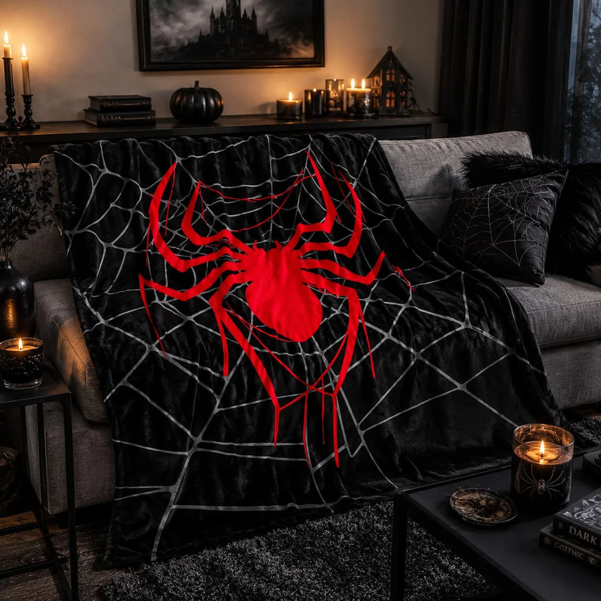 1pc Soft Flannel Blanket with Spider Print Design, Perfect for Napping, Working, Studying, or Traveling