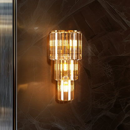 Modern Crystal Wall Lamp, 3-Layer Crystal Sconce