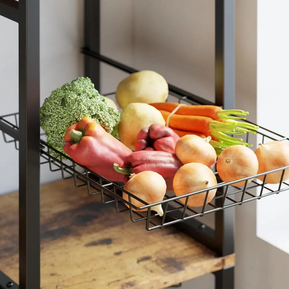 Bakers Rack with 2 Storage Cabinets and Power Outlet, Microwave Stand , Coffee Bar Cabinet