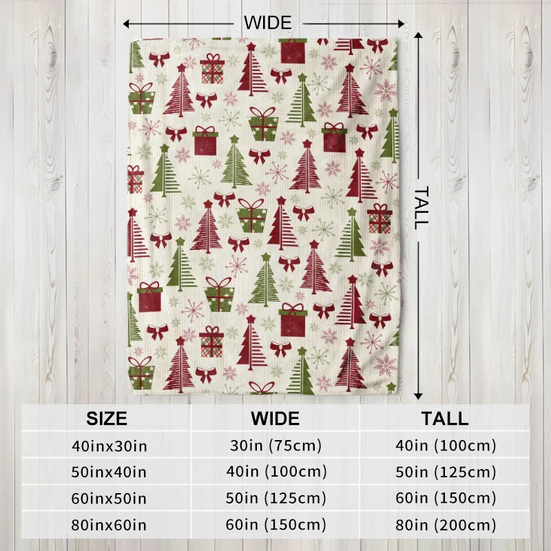 Christmas Flannel Blanket, Fluffy Cozy Throw, Soft Bedding Sofa Blanket