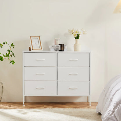 6 Fabric Drawer Nightstand With Storage