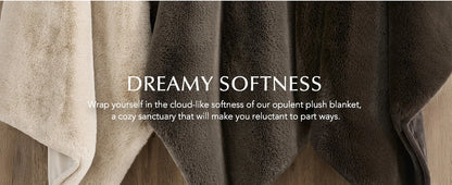 Faux Chinchilla Fur Throw Blanket, 60"x80", Birch Mink