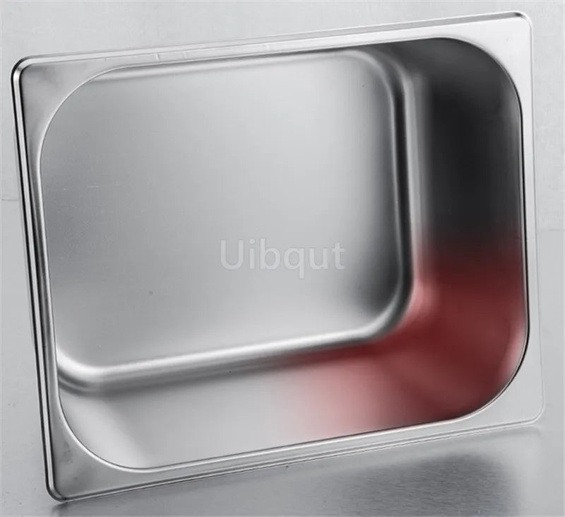 Square pot Kitchen Pans, 304 stainless steel 1/9 1/6 1/4 1/3 Food Chafing pans, Buffet Containers Lid 0.7 mm