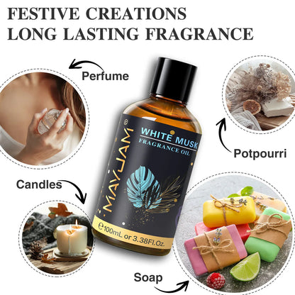 100ml Fragrance Oil, Coconut & Vanilla White Musk Sea Breeze Baby Powder Dragons Blood Sweet Tobacco Freesia for Aromatherapy Diffuser Humidifier Burner, Strawberry Watermelon Cherry Coconut Cranberry