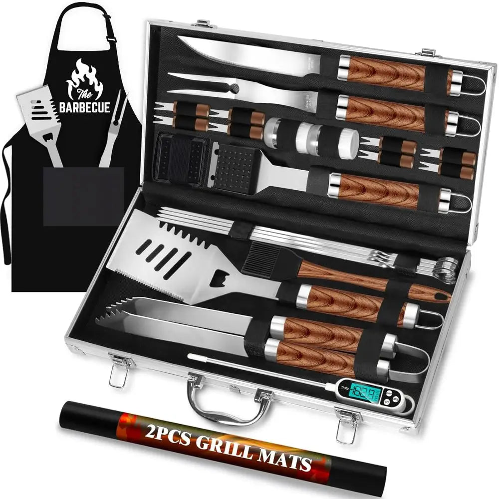 26pcs Grilling Set, Stainless Steel BBQ Accessories Tools Set, Heavy Duty