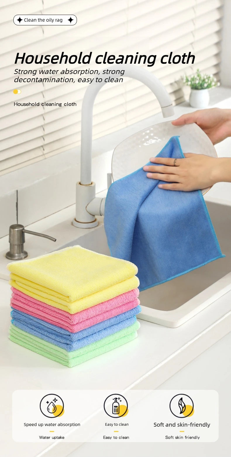 Microfiber Cleaning Cloths, Absorbent, Reusable