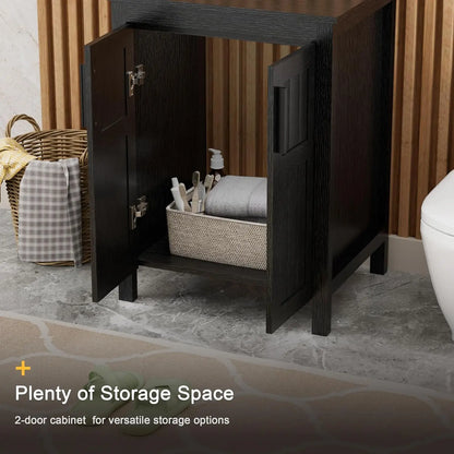 Black 24" Bathroom Vanity with Sink Combo, Grooved, Customized