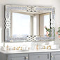 Crushed Diamond Wall Mirror, Rectangular Glass, Silver with Decorative Crystal Frame Edge