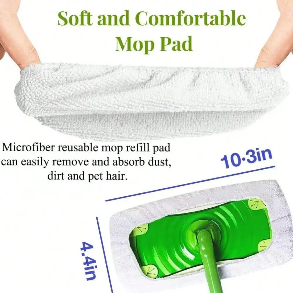 Reusable Microfiber Mop Refill Pads, 4 Pack Washable Strong Absorption For Dry And Wet Mopping, Fits 10-12 Inch Sweeper Mops