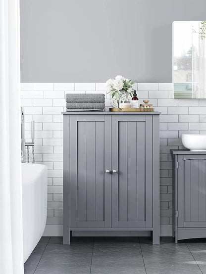 Bathroom Floor Storage Cabinet, With 2 Adjustable Shelves, 11.8 X 2